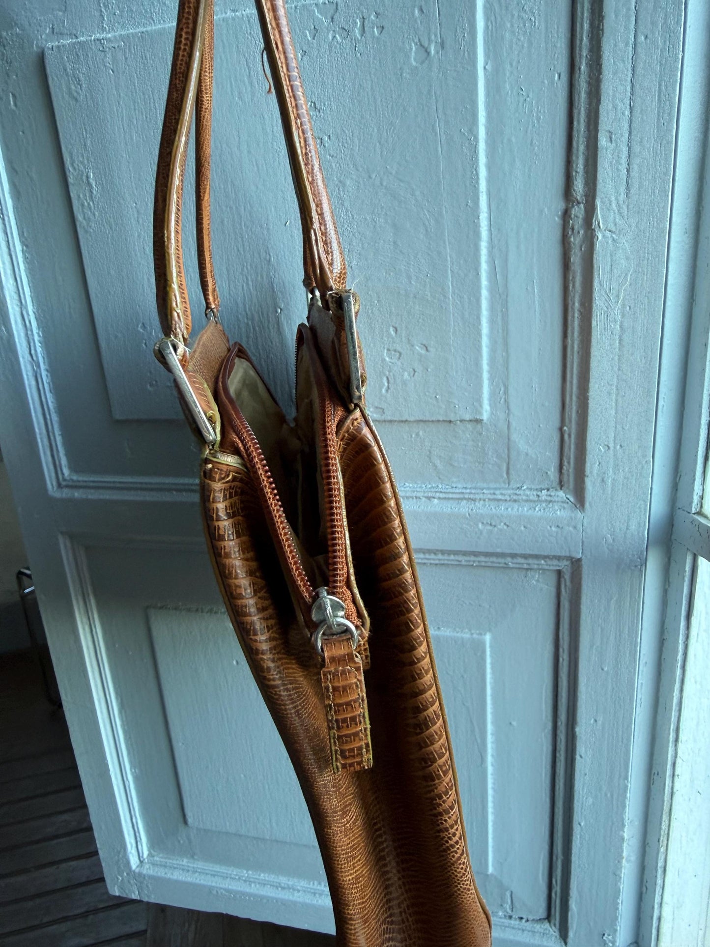 Vintage Brown Faux Snake Leather Handbag — additional view 13