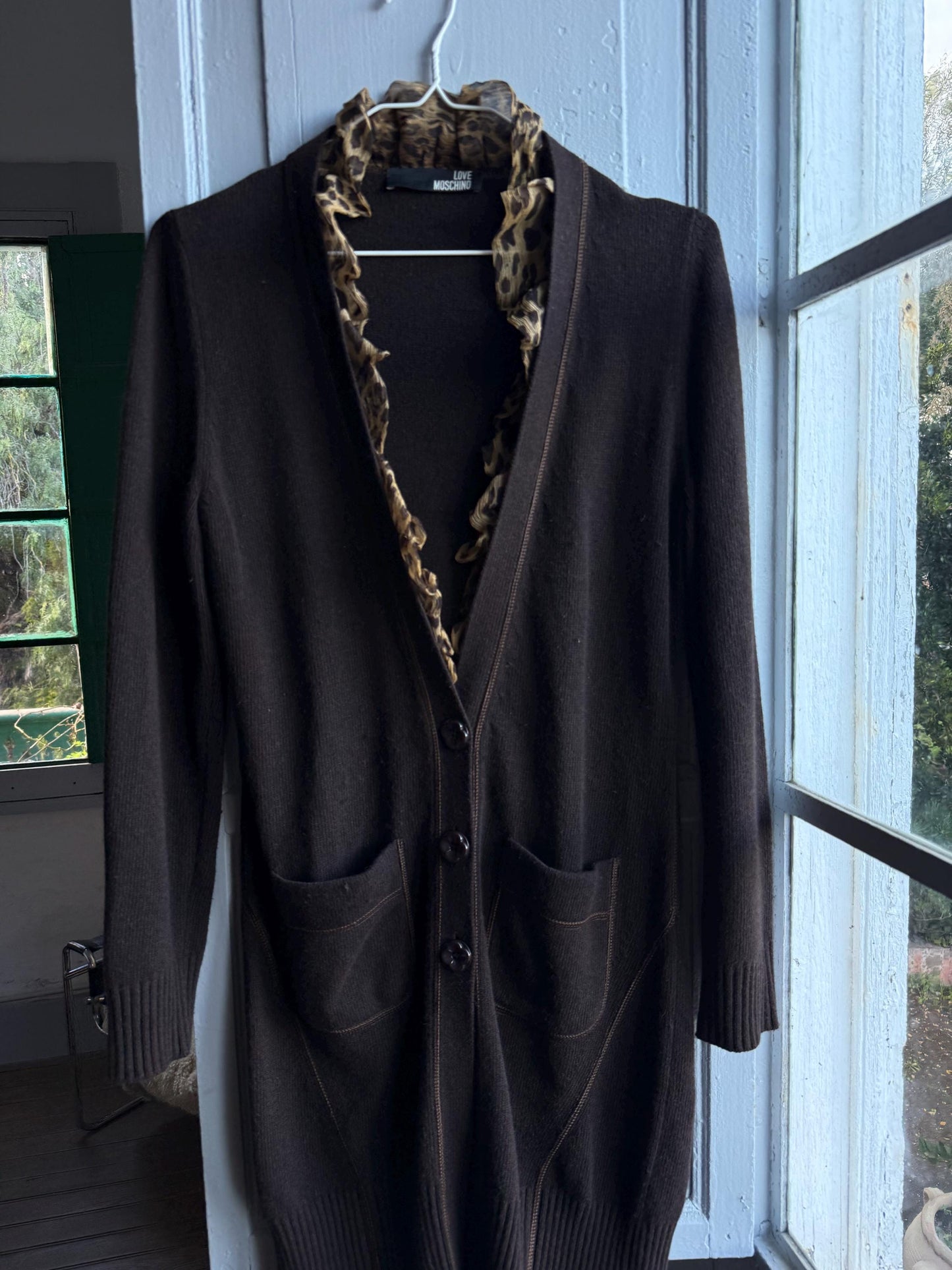 Vintage Love Moschino brown long woman vest, wool - cashmere - angora blend cardigan