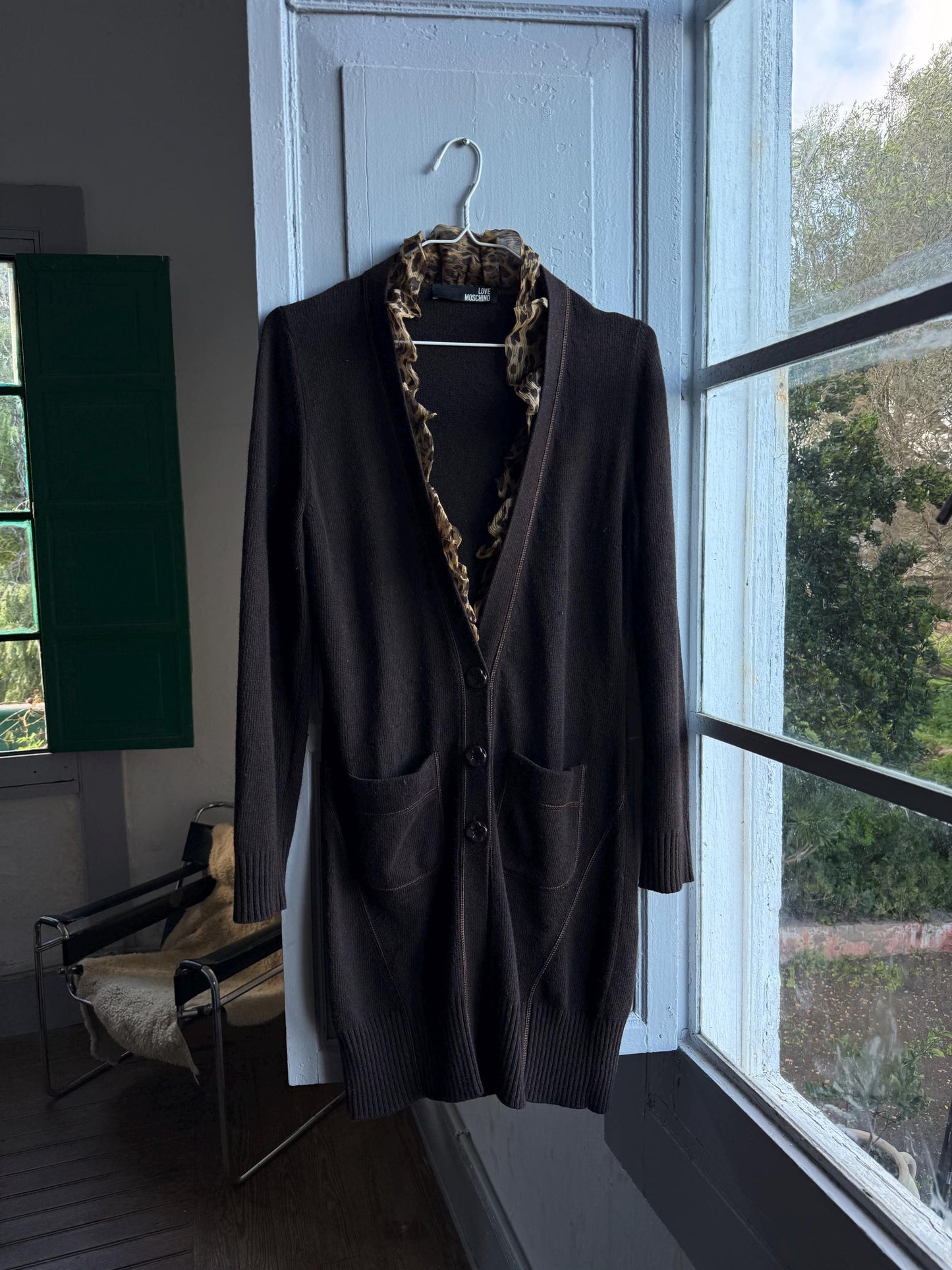 Vintage Love Moschino brown long woman vest, wool - cashmere - angora blend cardigan