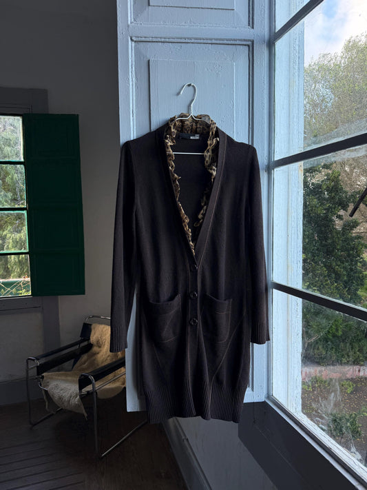 Vintage Love Moschino brown long woman vest, wool - cashmere - angora blend cardigan