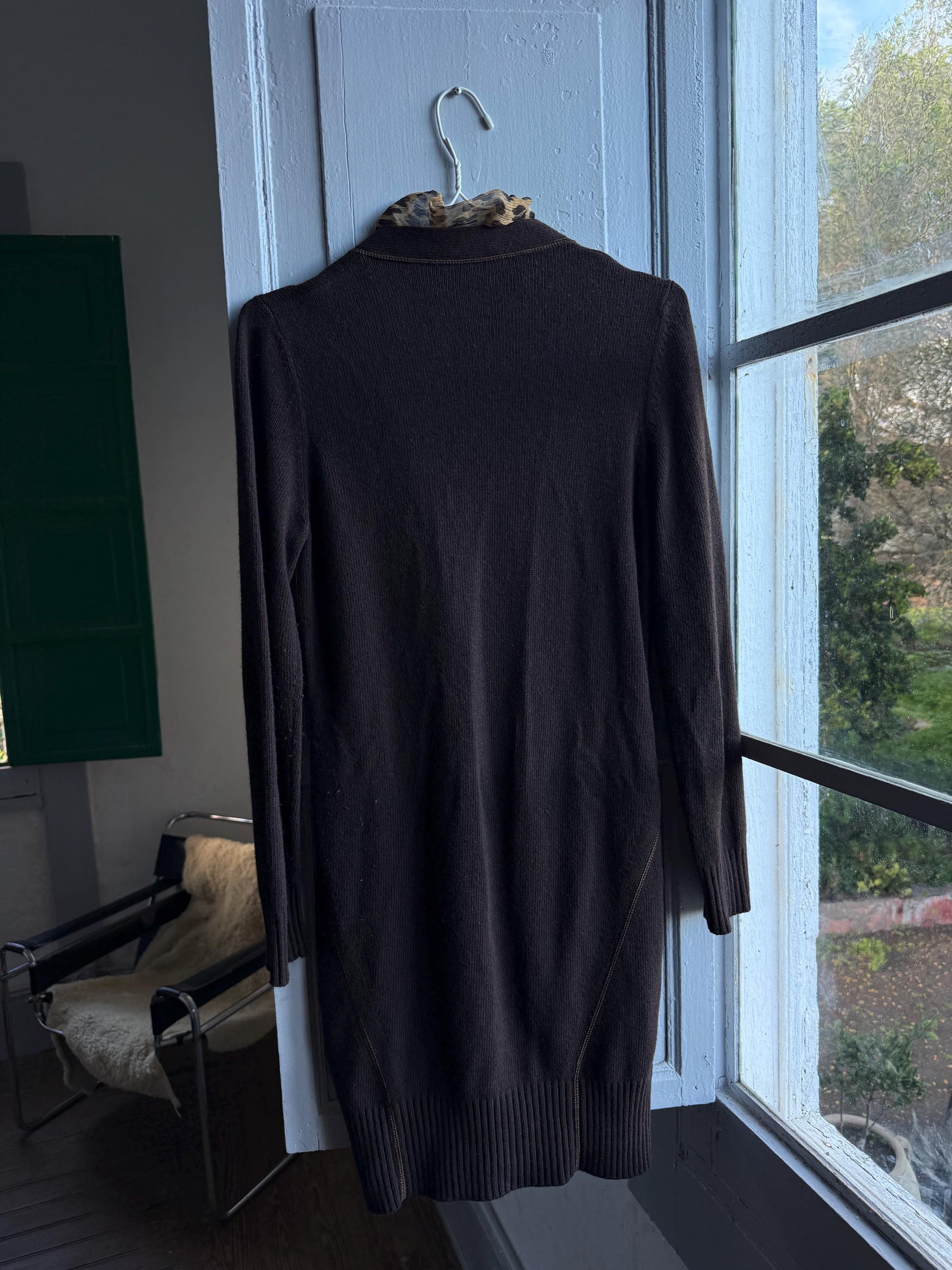 Vintage Love Moschino brown long woman vest, wool - cashmere - angora blend cardigan