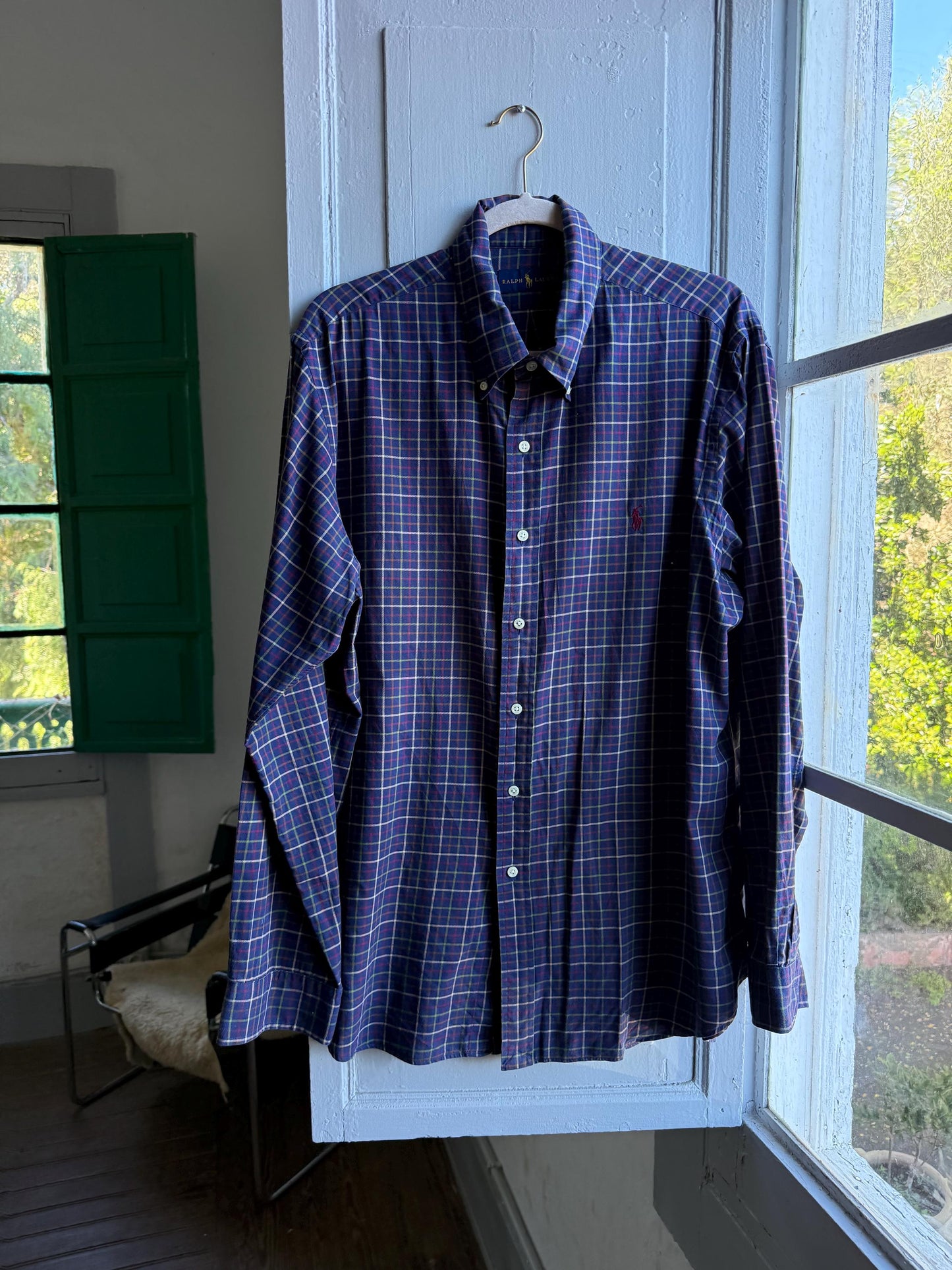 Vintage Ralph Lauren Blue Plaid Shirt — back view