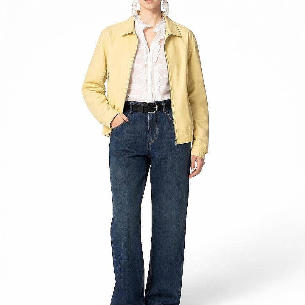 Vintage light yellow leather jacket, Antipiel Argentian leather Fashion, XL