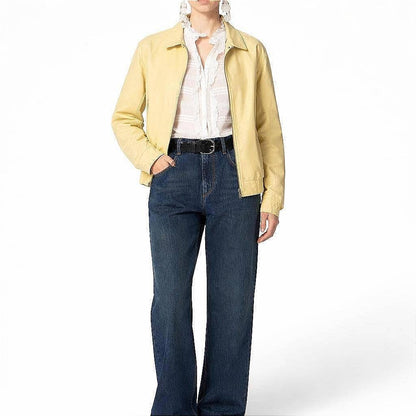 Vintage Light Yellow Leather Jacket