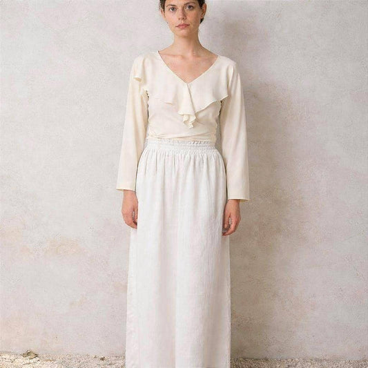 Ralph Lauren Off-White Ruffle Neck Blouse