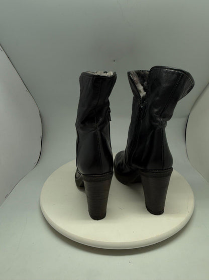 Vintage Black Leather High Heel Boots — additional view 6