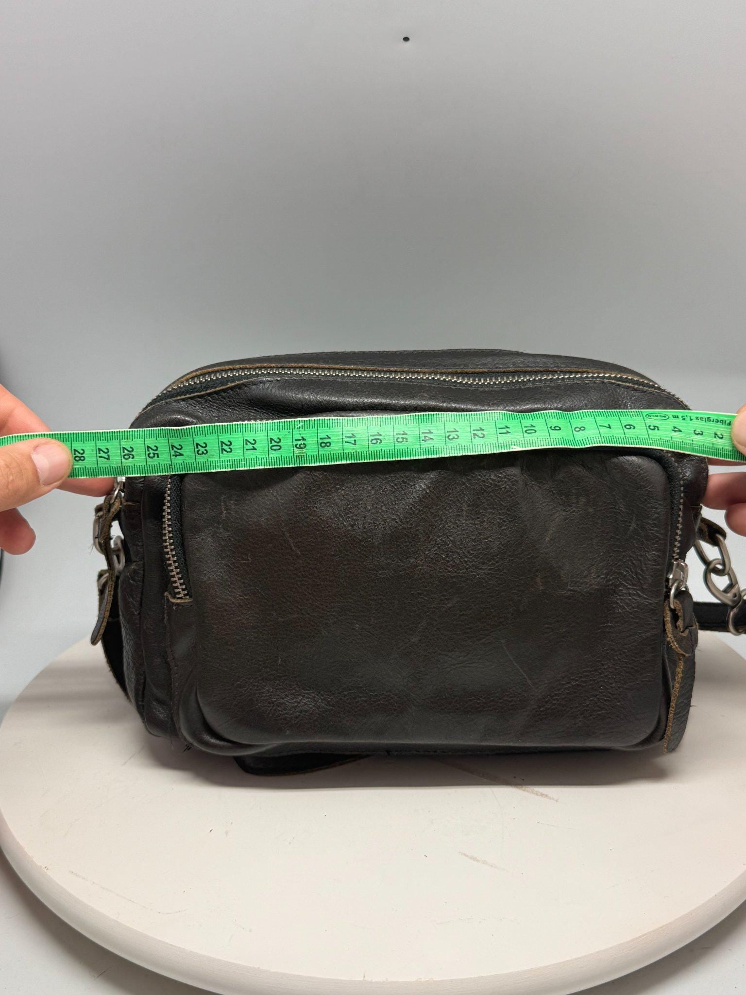Vintage Black Leather Crossbody Bag — additional view 8