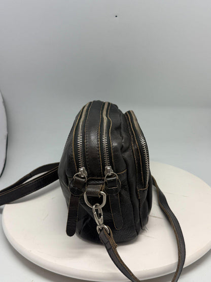 Vintage Black Leather Crossbody Bag — back view