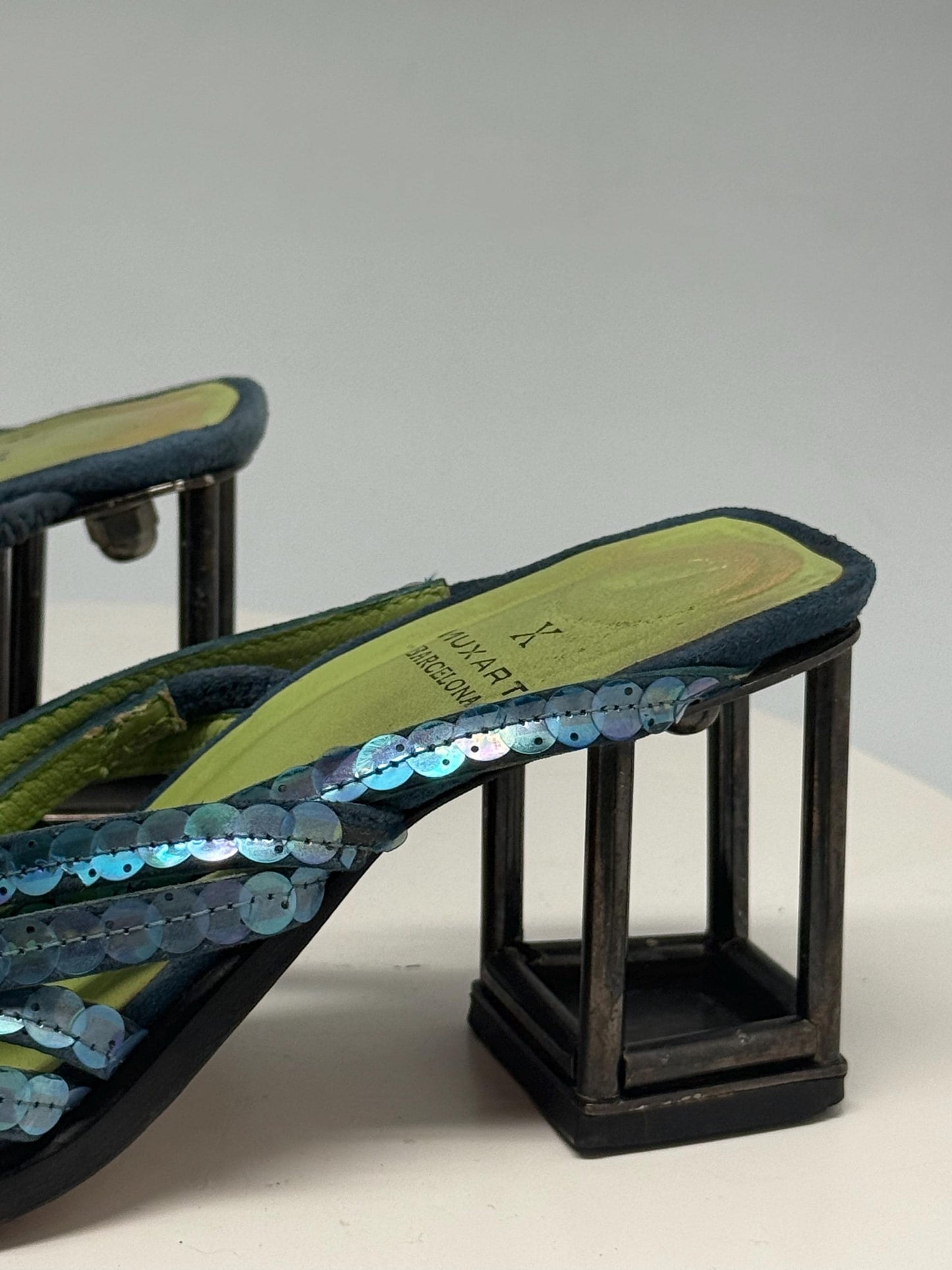 Barcelona Blue Green Leather Heels — additional view 9