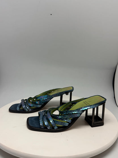 Barcelona Blue Green Leather Heels — additional view 5