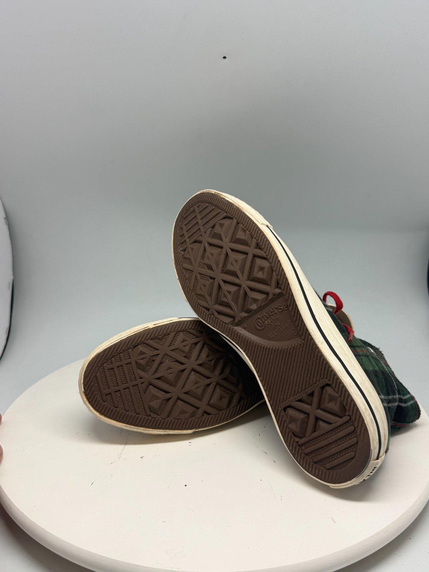 Vintage Plaid High Top Converse Sneakers — additional view 5