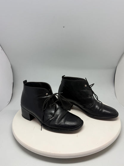 Vintage Black Leather Ankle Boots for Kids — back view