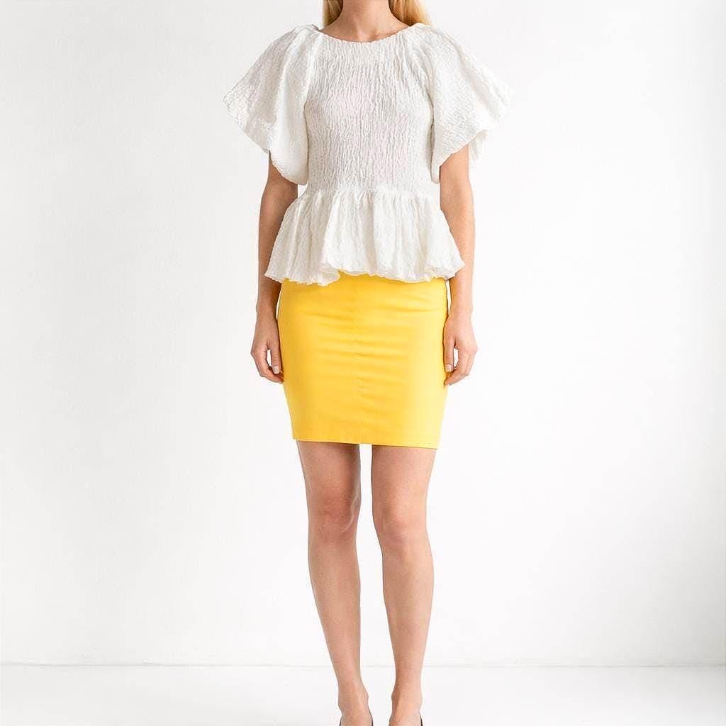 Vintage High-Rise Yellow Pencil Skirt