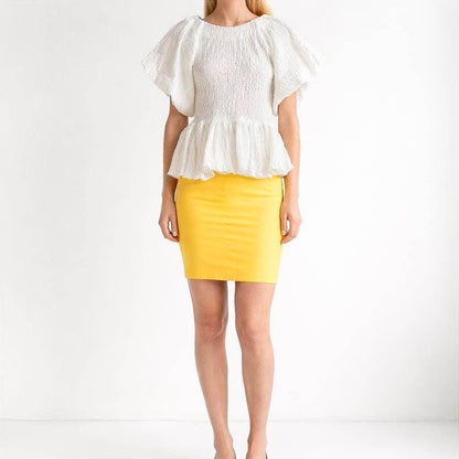 Vintage High-Rise Yellow Pencil Skirt