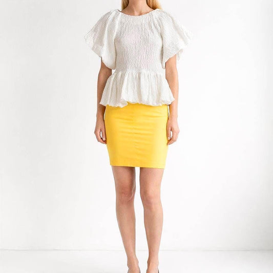 Vintage High-Rise Yellow Pencil Skirt