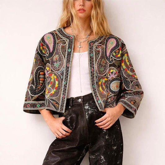 Silk Beaded Bohemian Evening Jacket
