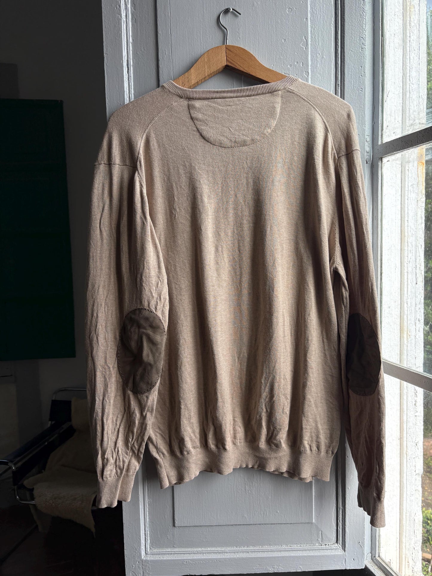 Light Beige Cotton-Silk-Cashmere V-Neck Jumper — additional view 9