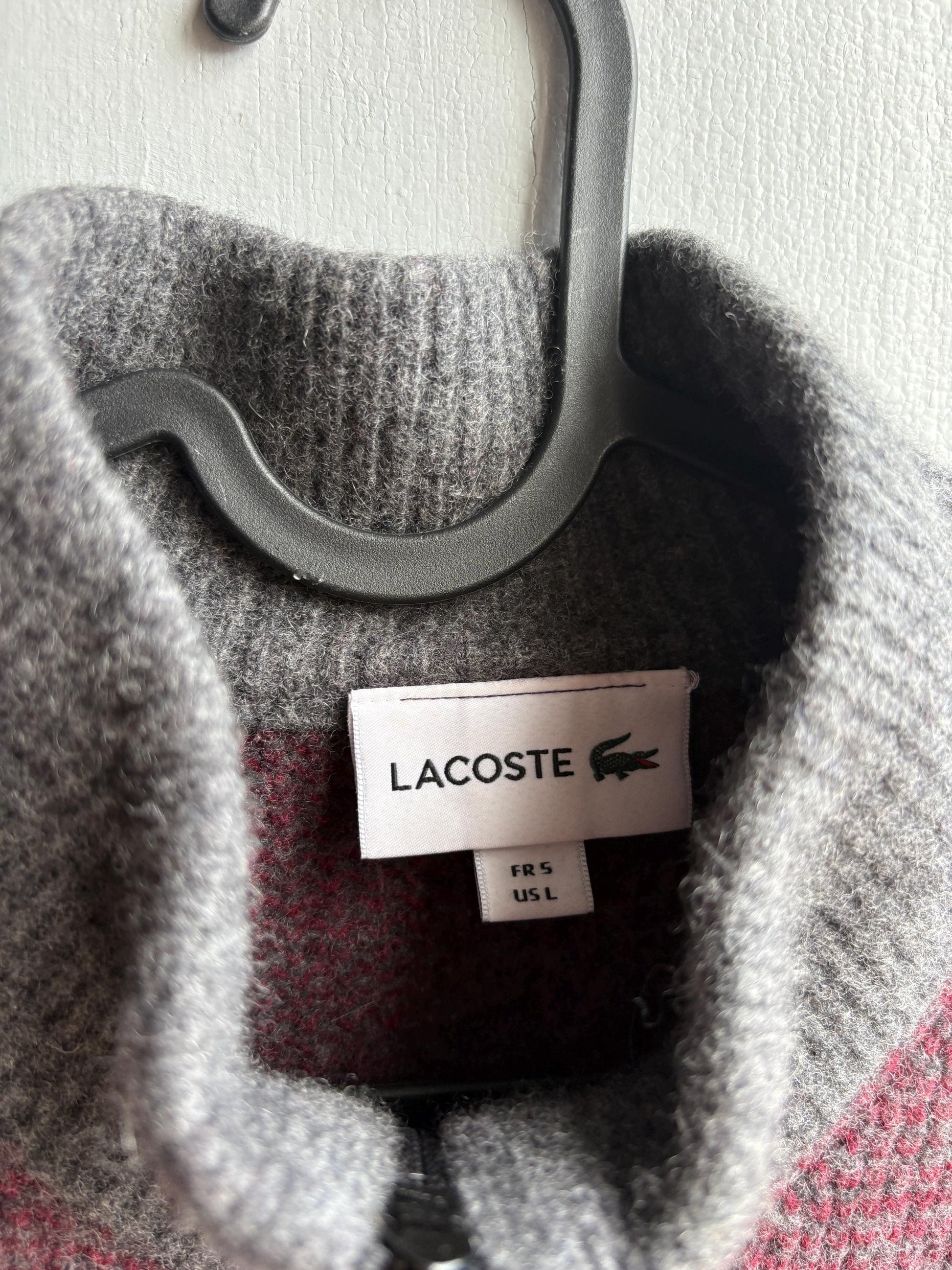 Vintage Red And Grey Wool Cardigan Vest — additional view 13