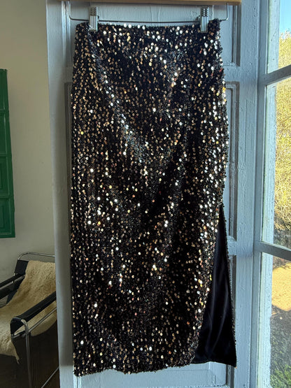 Black Sequin Skirt With Side Slit — additional view 6