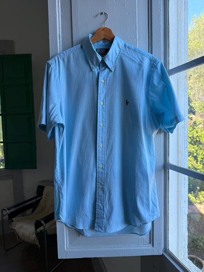 Ralph Lauren light blue polo men shirt, custom fit, Size 16, 40 - 41