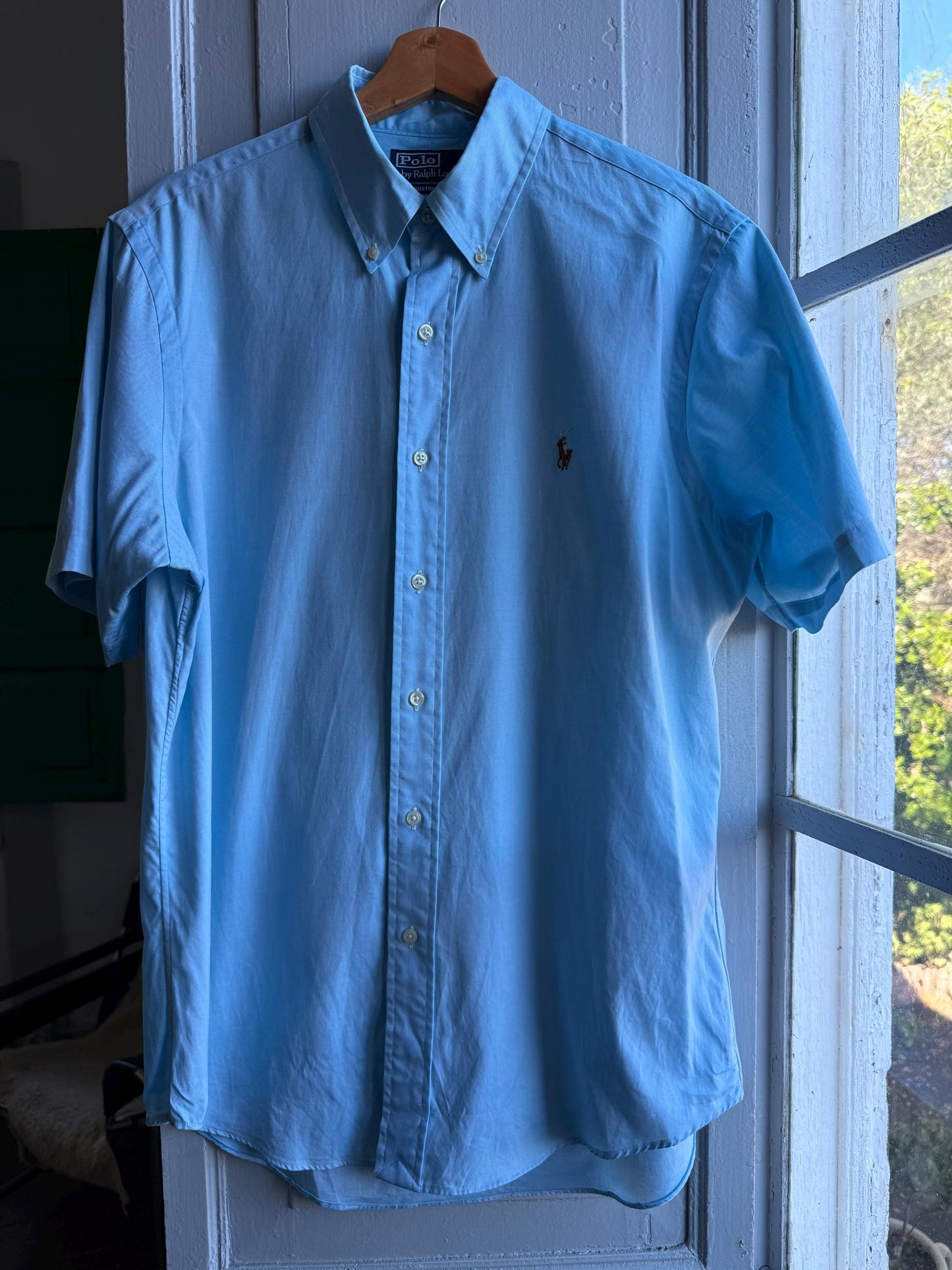 Light Blue Custom Fit Polo Shirt — back view