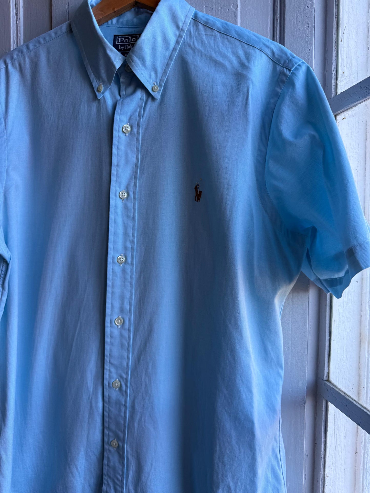 Light Blue Custom Fit Polo Shirt — fabric close-up
