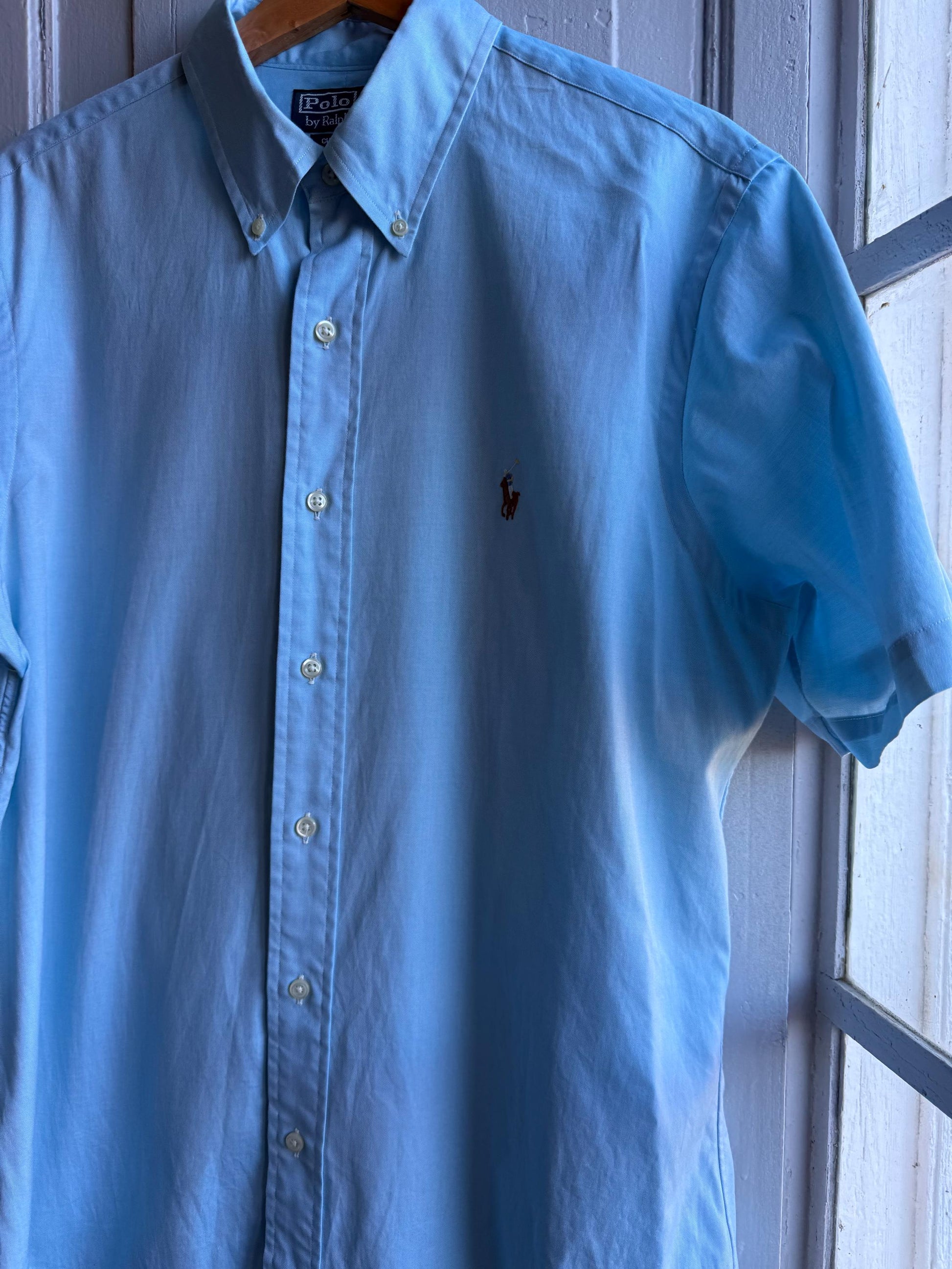 Light Blue Custom Fit Polo Shirt — fabric close-up