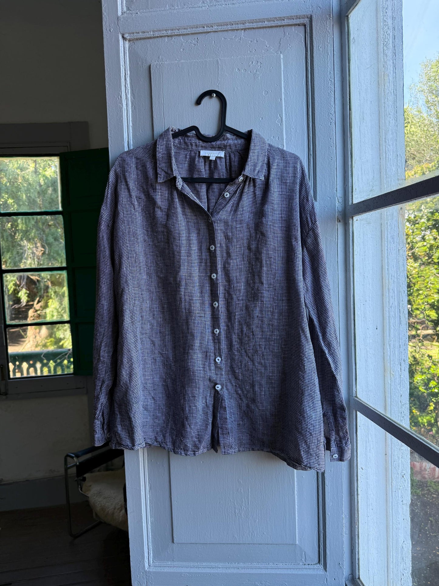 Linen Black And White Check Blouse — additional view 6