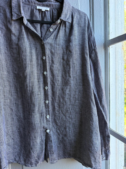 Linen Black And White Check Blouse — additional view 7