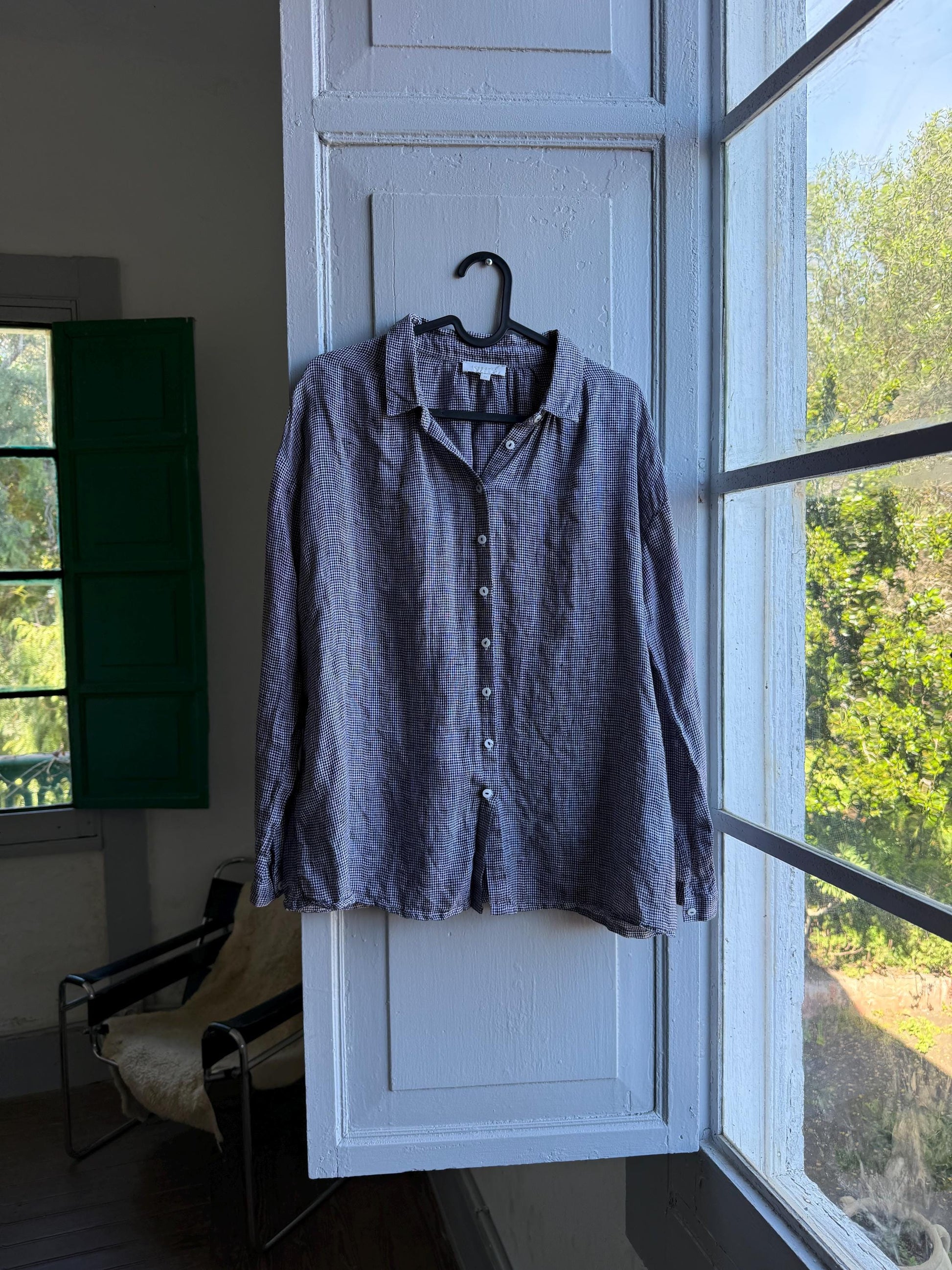 Linen Black And White Check Blouse — additional view 5