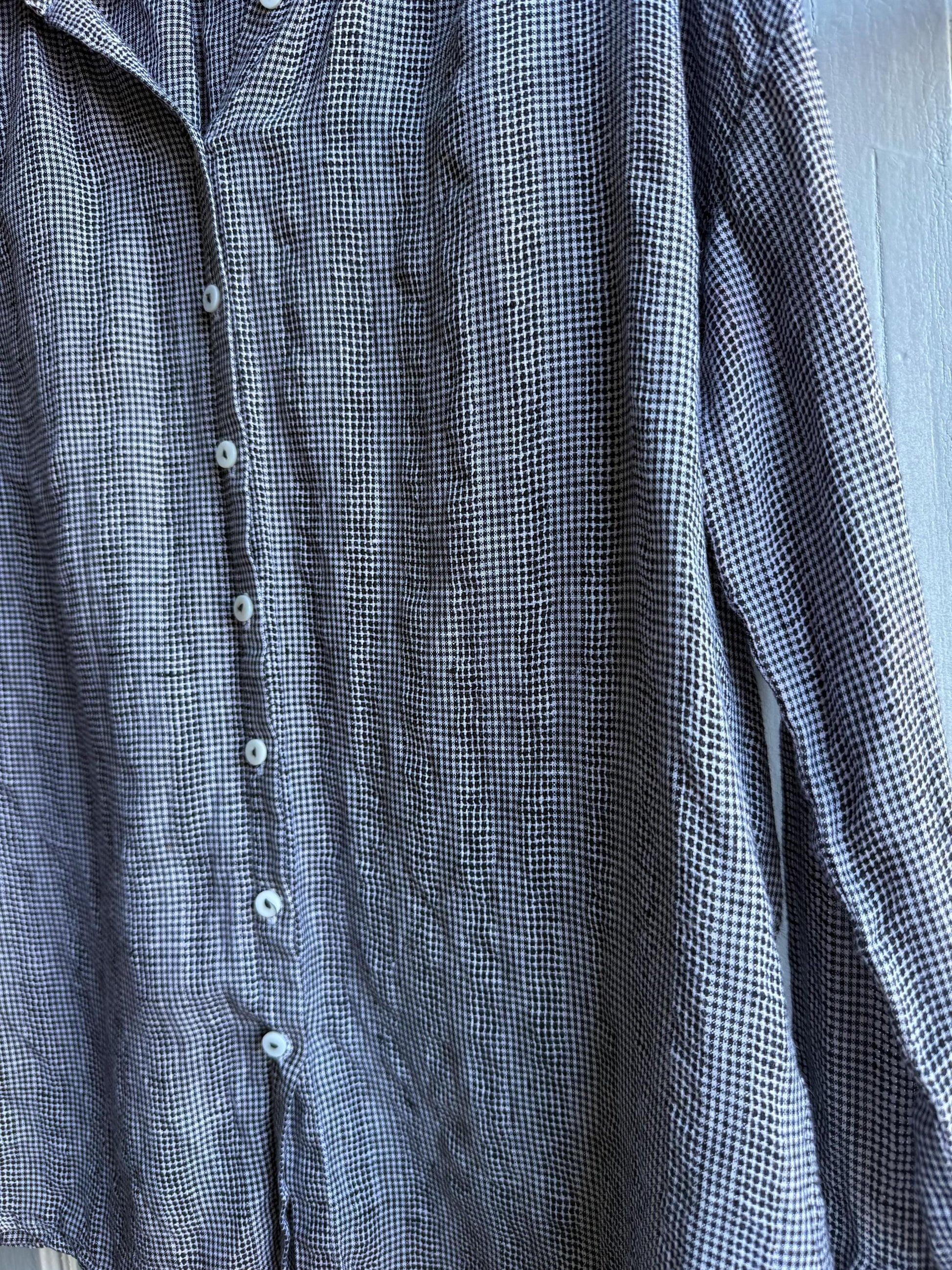 Linen Black And White Check Blouse — additional view 8