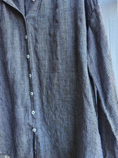 Linen Black And White Check Blouse — additional view 8