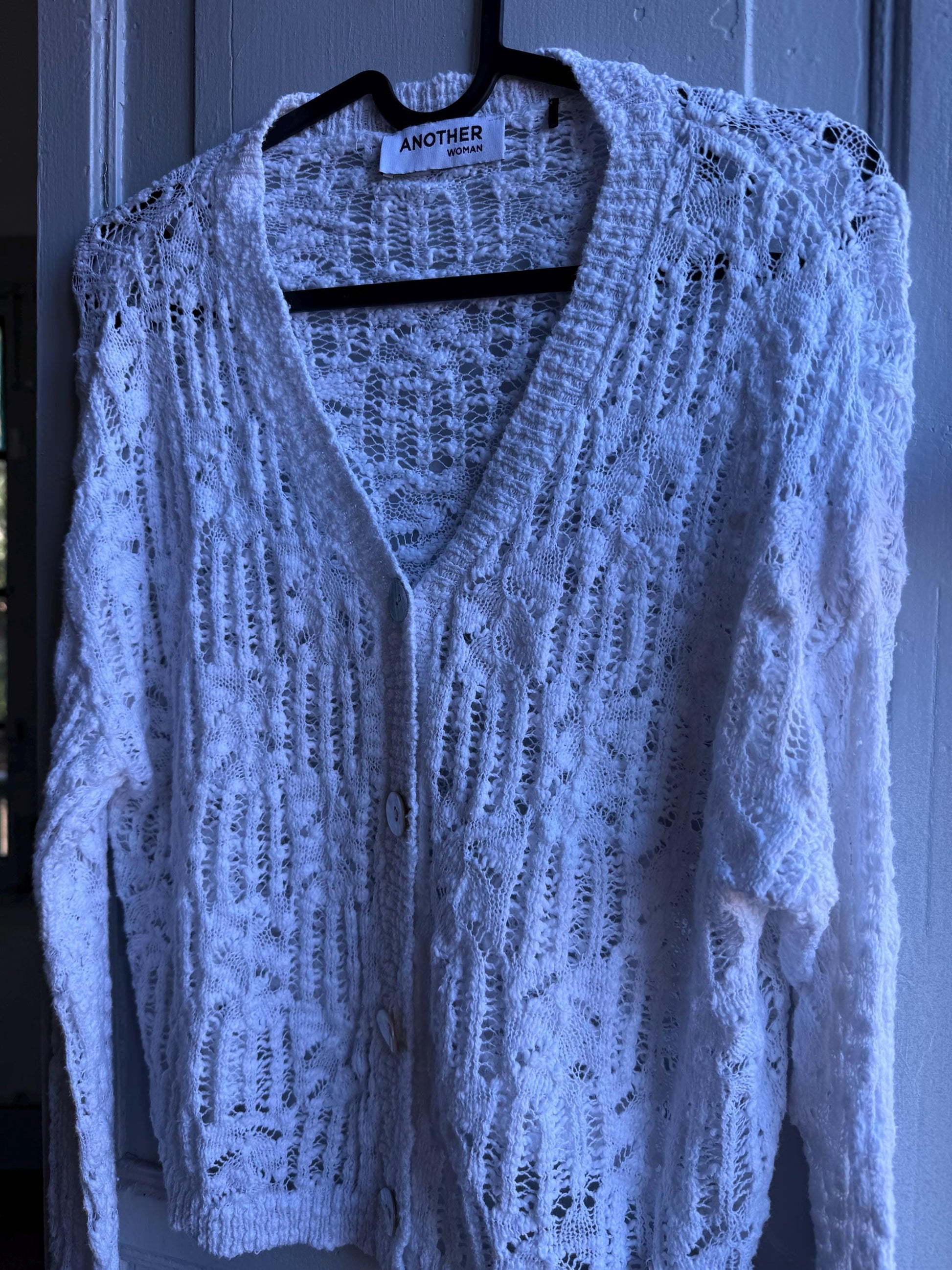 Vintage White Knit Vest With Pearl Buttons — additional view 10