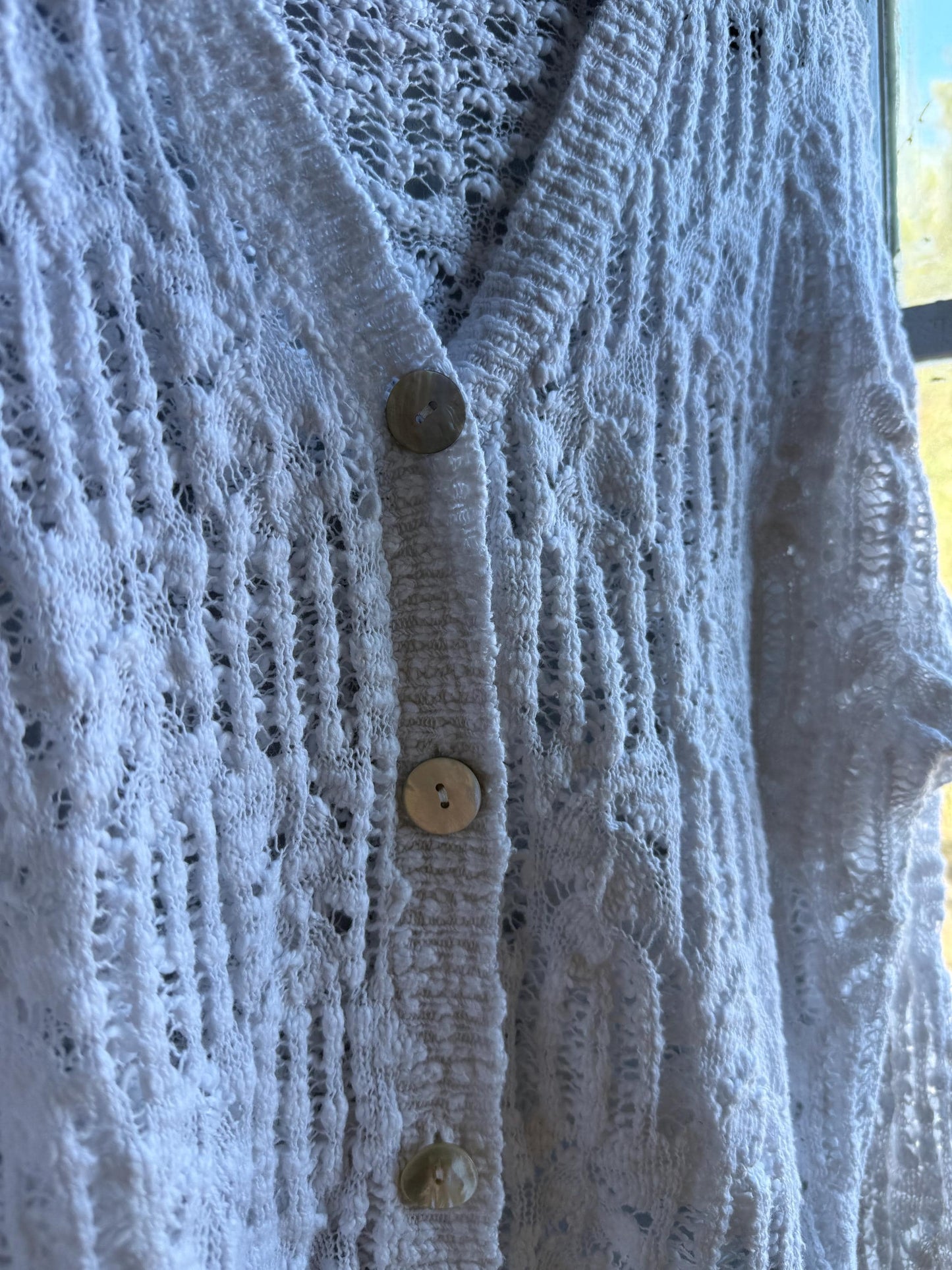 Vintage White Knit Vest With Pearl Buttons — additional view 12