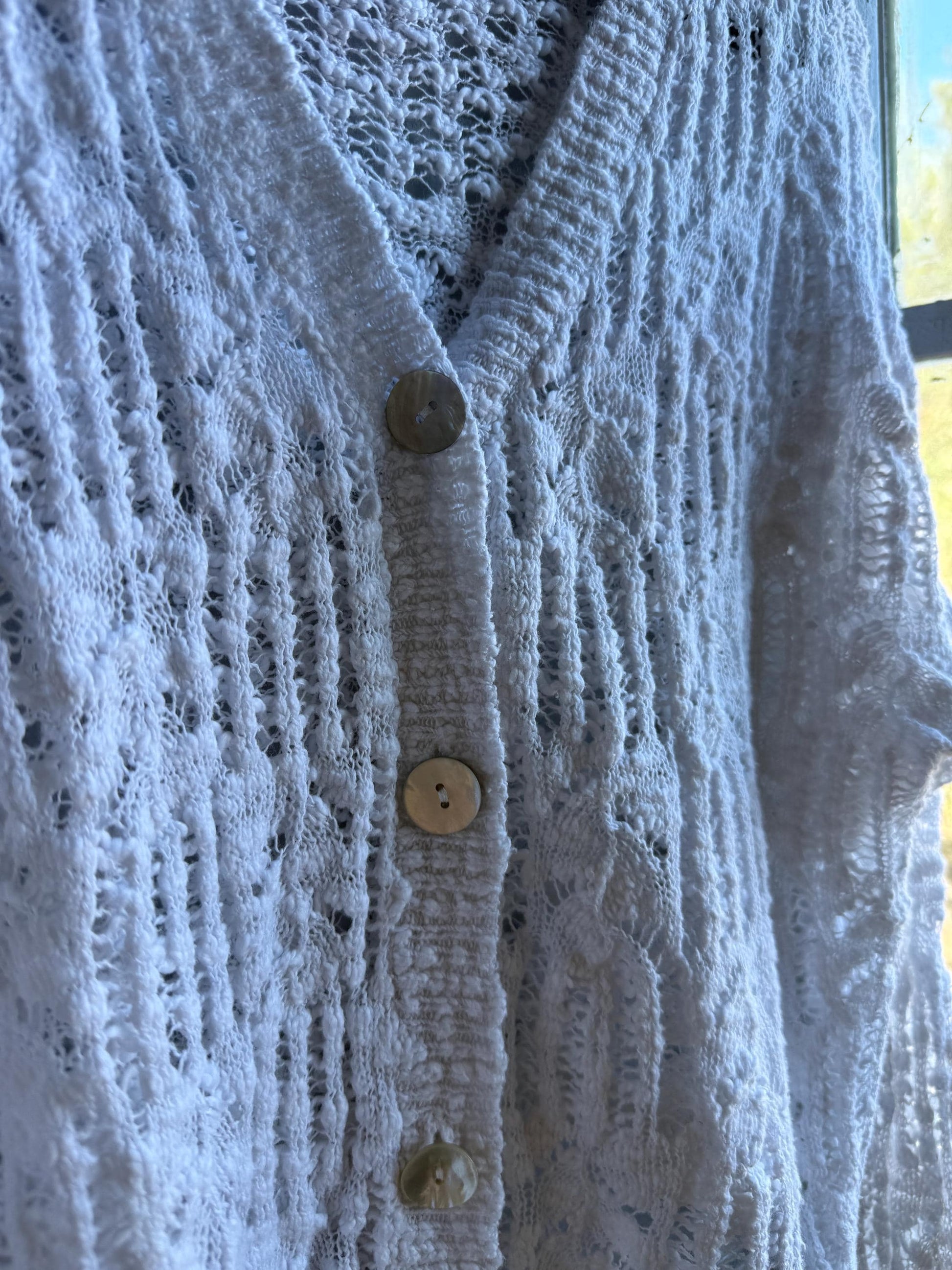 Vintage White Knit Vest With Pearl Buttons — additional view 12