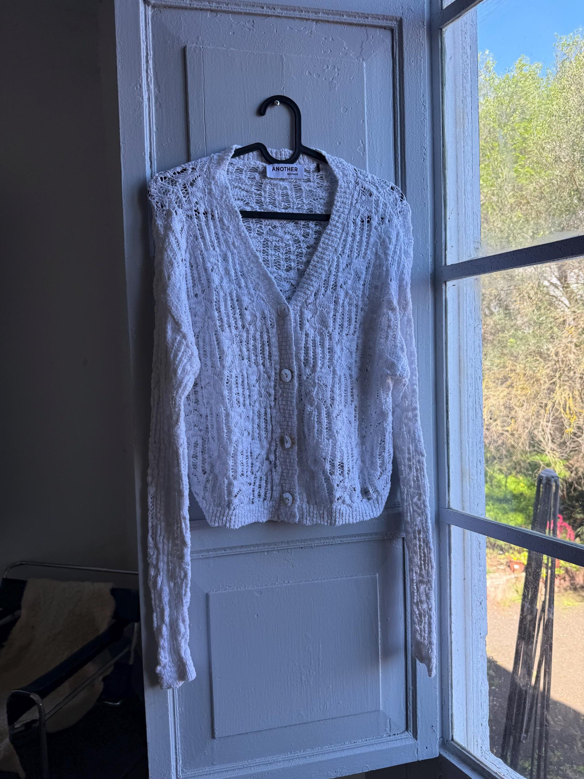 Vintage White Knit Vest With Pearl Buttons — additional view 5