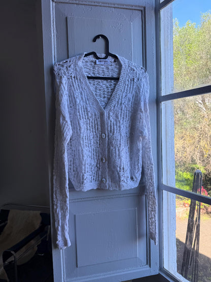 Vintage White Knit Vest With Pearl Buttons — additional view 5