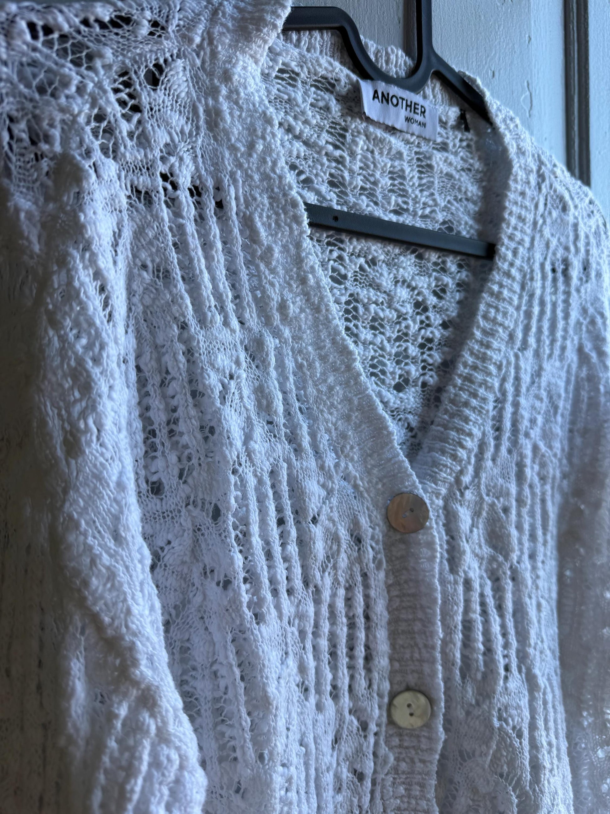Vintage White Knit Vest With Pearl Buttons — additional view 13