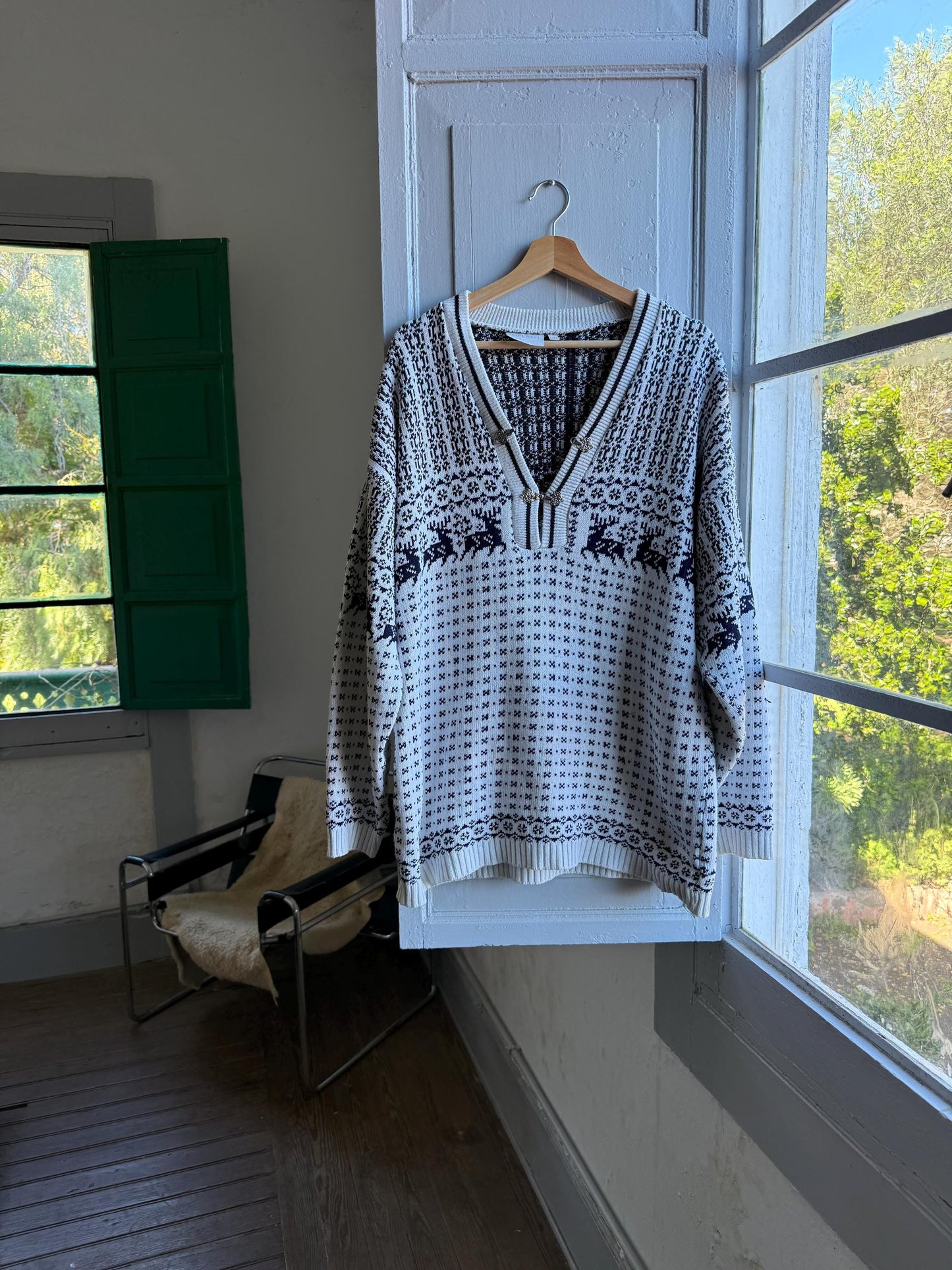 Vintage Fair Isle Norwegian Jumper — fabric close-up