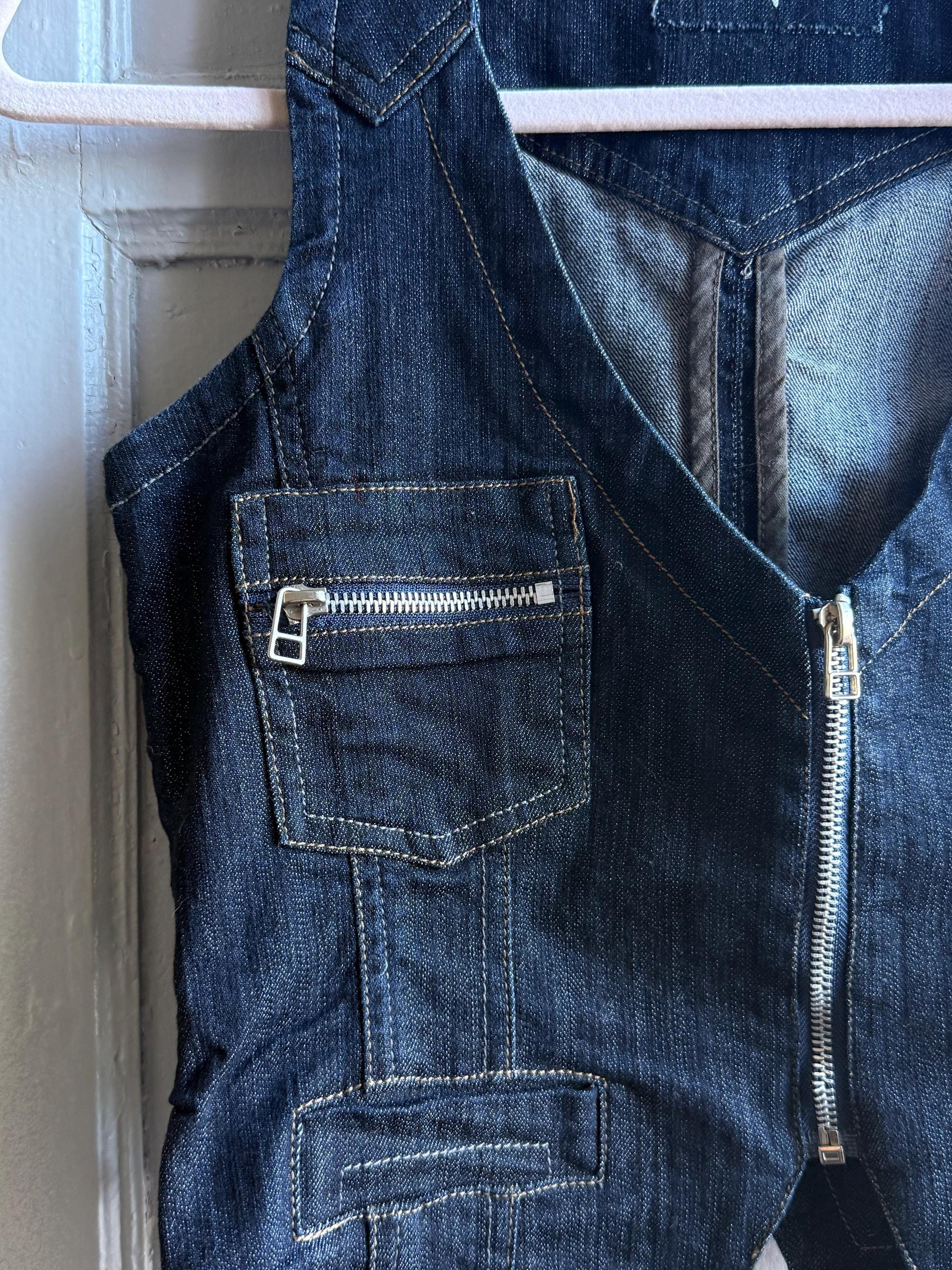 Y2k denim gilet, 90s jeans streetwear, size S