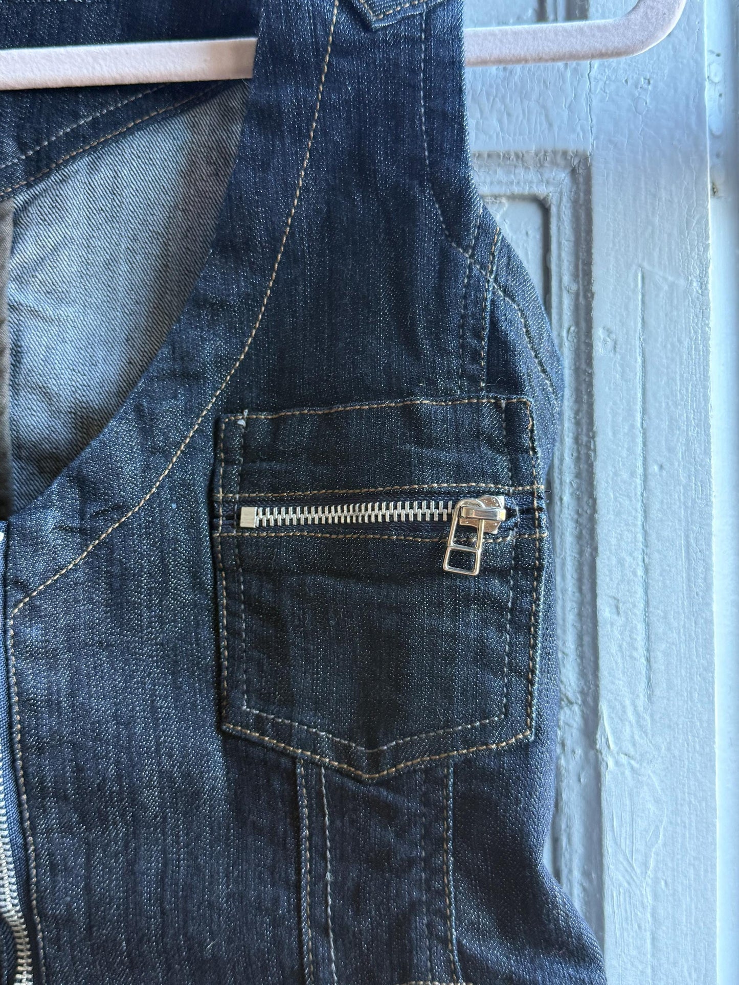 Y2k denim gilet, 90s jeans streetwear, size S