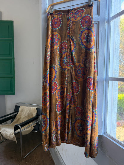 Vintage Desigual Floral Maxi Skirt — fabric close-up