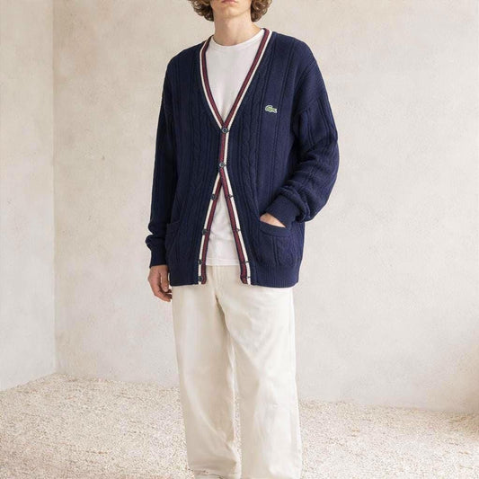 Vintage Lacoste navy blue cardigan, size 5 – preppy menswear, Luxury branded clothing