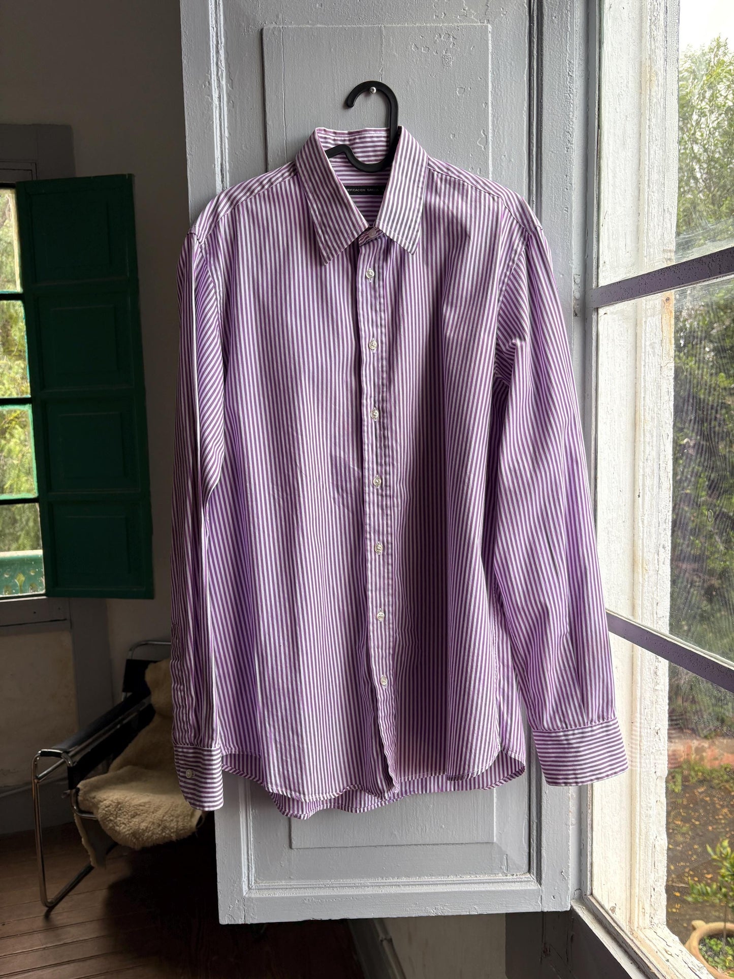 Purple Striped Button-Up Shirt by Purificación García — additional view 9