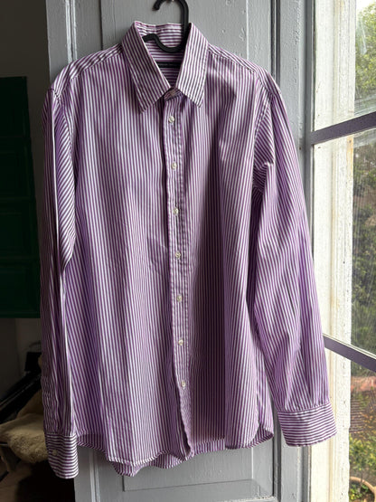 Purple Striped Button-Up Shirt by Purificación García — fabric close-up