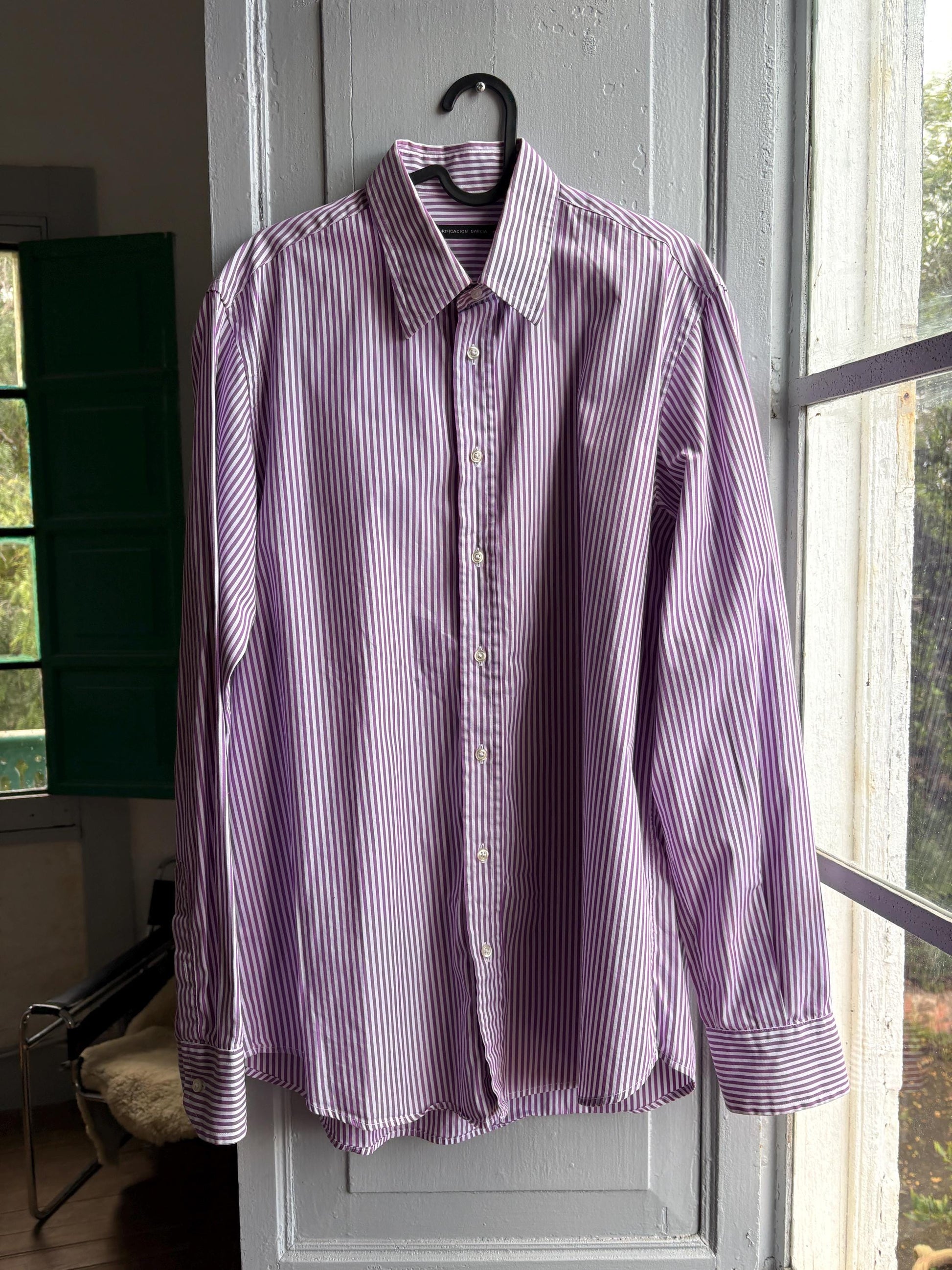 Purple Striped Button-Up Shirt by Purificación García — additional view 8