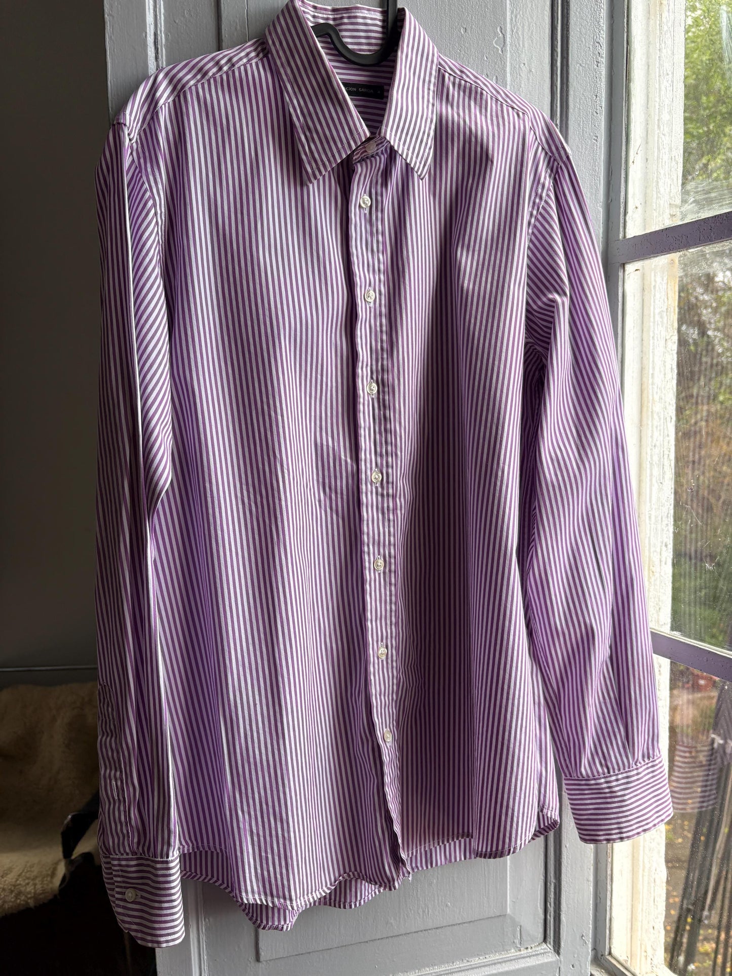 Purple Striped Button-Up Shirt by Purificación García — additional view 7