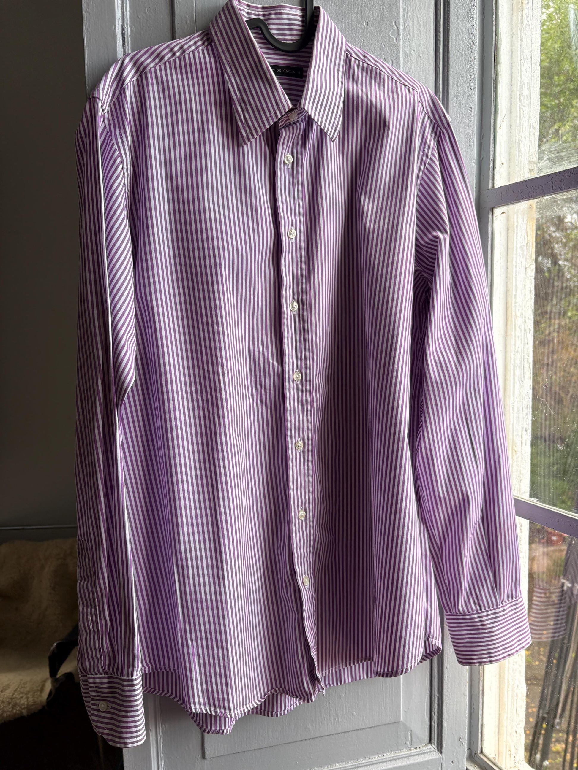Purple Striped Button-Up Shirt by Purificación García — additional view 7