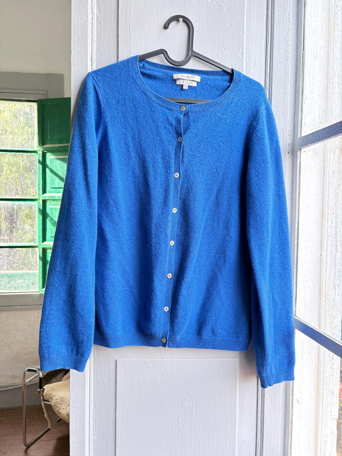 Vintage Blue Cashmere Cardigan with Pearl Buttons — additional view 7