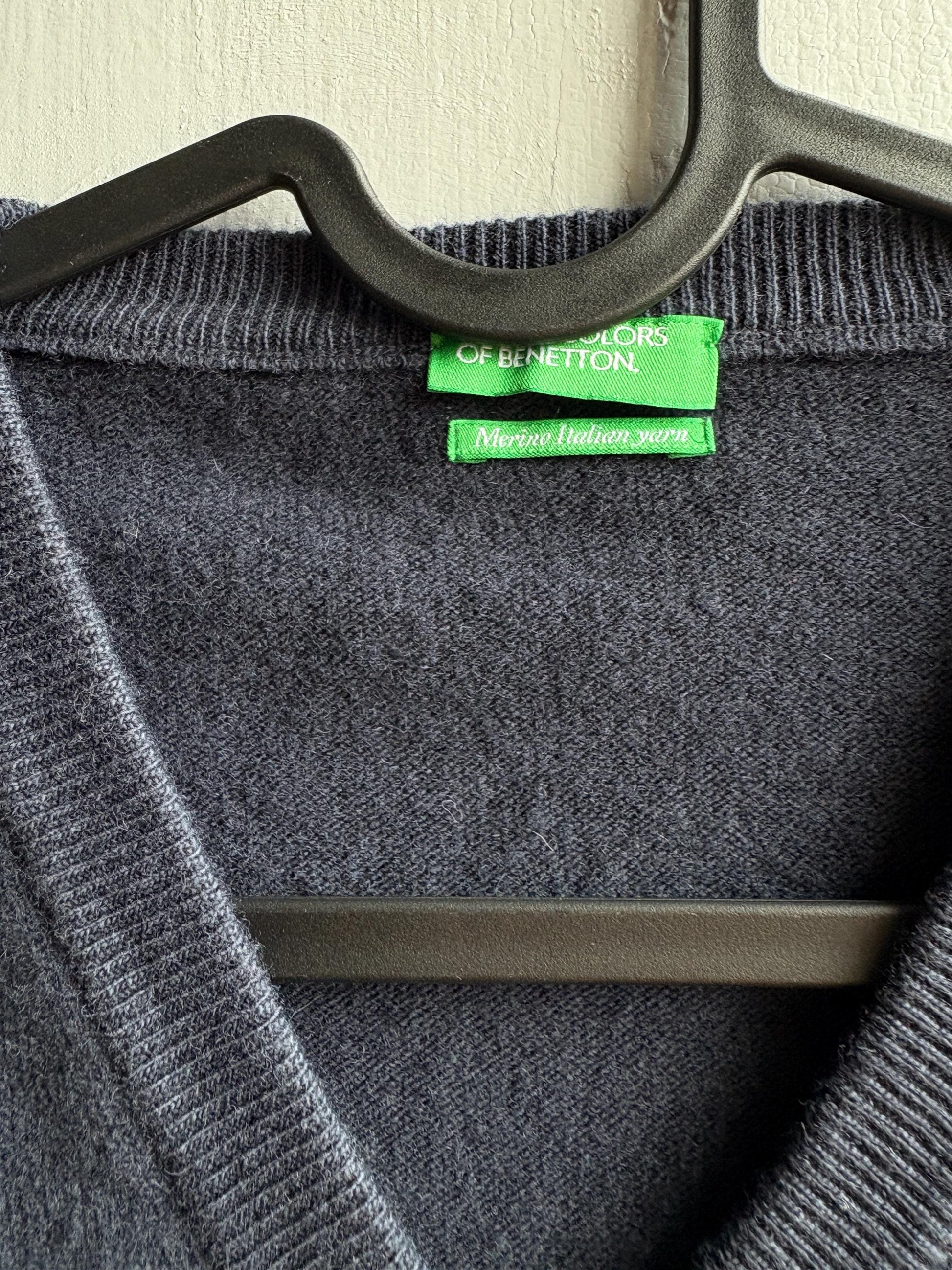 Navy Merino Wool Dark Academia Waistcoat — back view